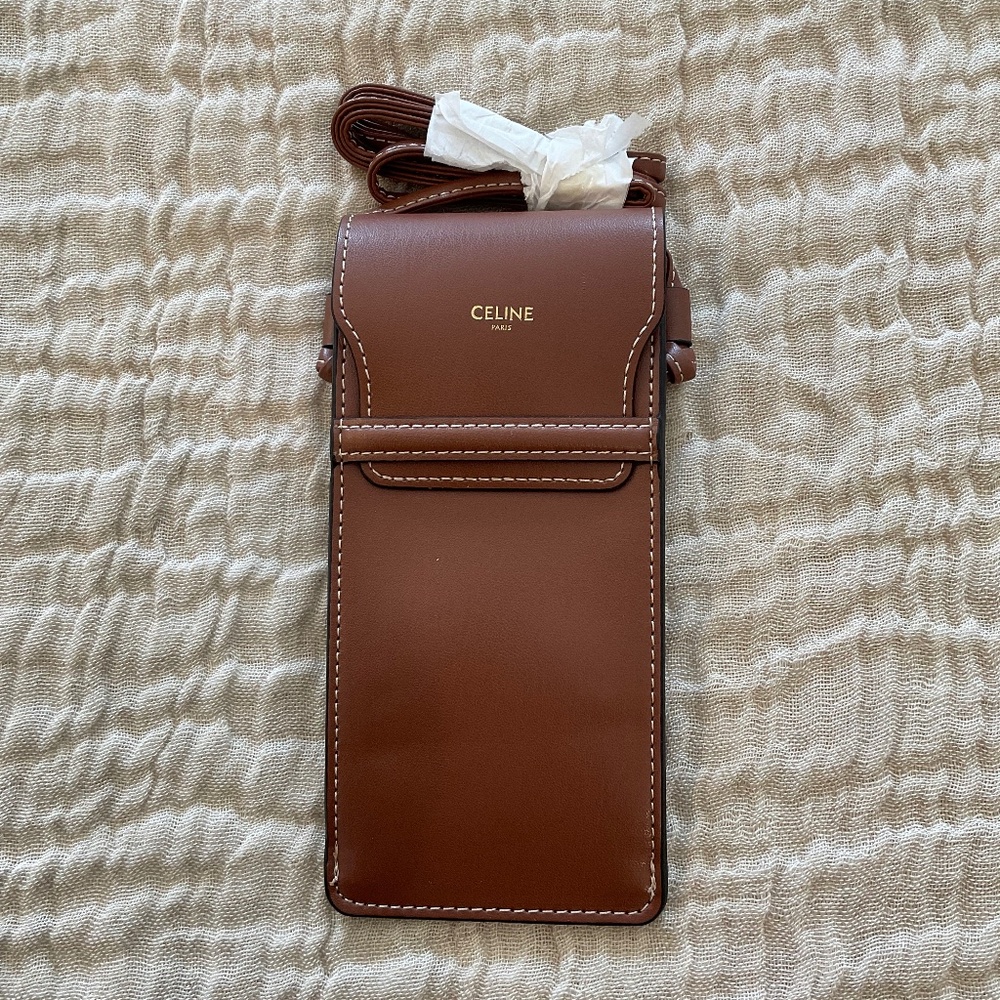 NEW Celine Leather crossbody sunglasses pouch.